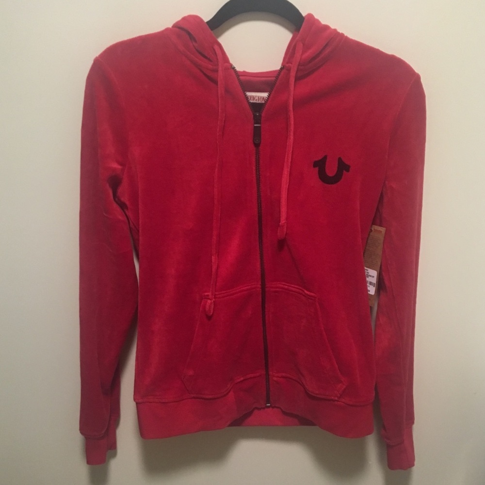 Size Small True Religion Red Velour Hoodie